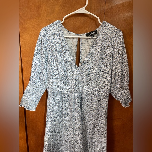 Lulus midi blue floral dress. Size L - Picture 3 of 7